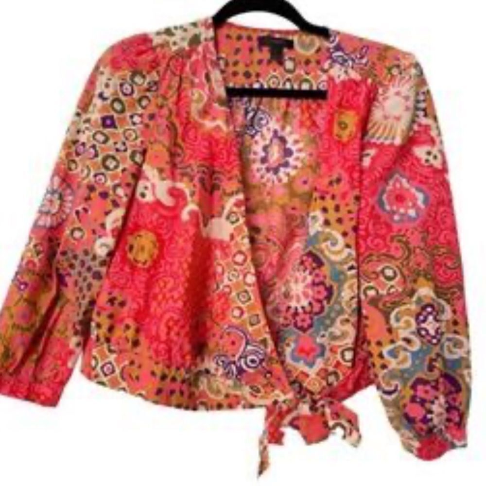 J Crew, colorful pink crop past front top size small